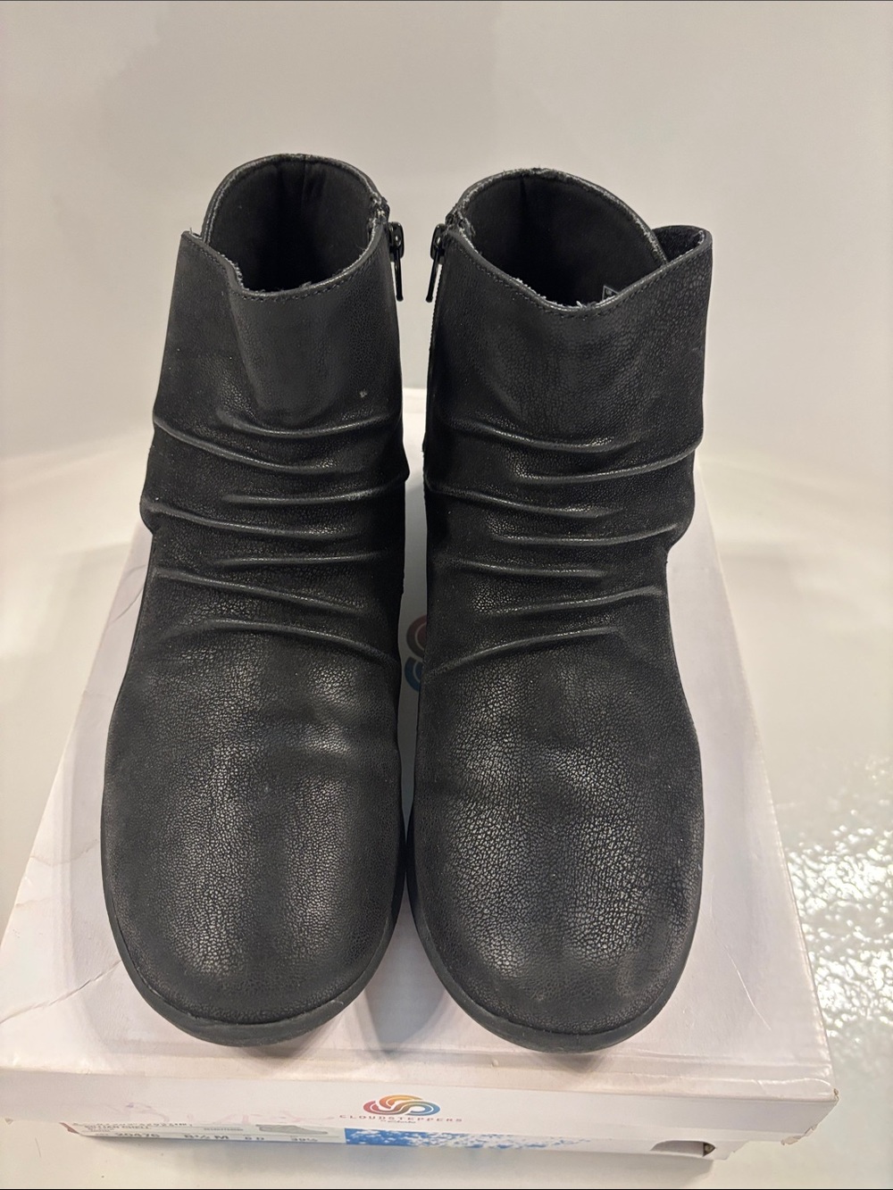 Cloudsteppers by Clarks Black Ruched Ankle Booties
